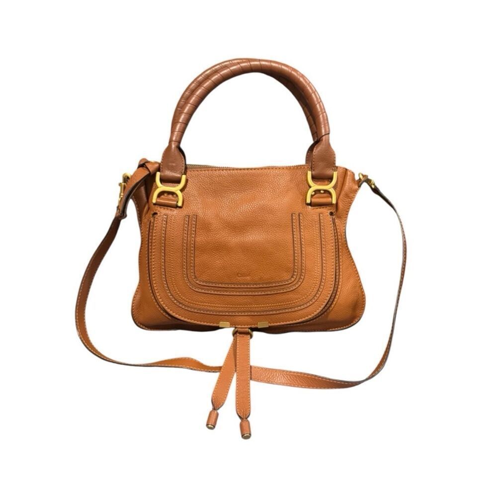 Chloe MarcieβTan Brown Leather Double -2way Carry Satchel Auth